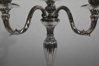 Pair of Silver Bronze Candlesticks - End of XIXth century