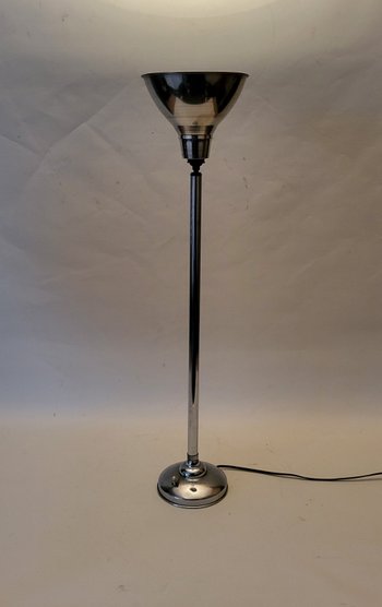 Art-Deco-Lampe aus verchromtem Metall aus den 1930er Jahren
