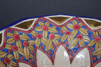 Tazza in smalto Art Déco di Longwy, 1930 circa
