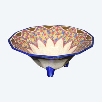 Tazza in smalto Art Déco di Longwy, 1930 circa
