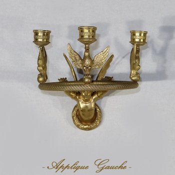 Paar Kerzenhalter-Wandleuchten aus vergoldeter Bronze, Empire - Anfang 19.