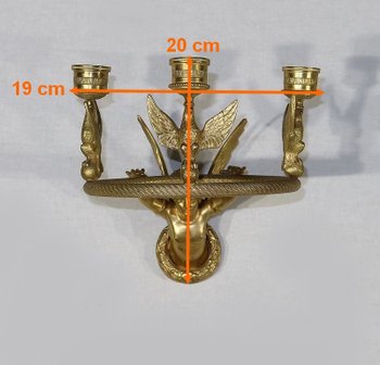 Paar Kerzenhalter-Wandleuchten aus vergoldeter Bronze, Empire - Anfang 19.