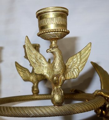Paar Kerzenhalter-Wandleuchten aus vergoldeter Bronze, Empire - Anfang 19.