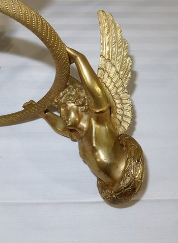 Paar Kerzenhalter-Wandleuchten aus vergoldeter Bronze, Empire - Anfang 19.