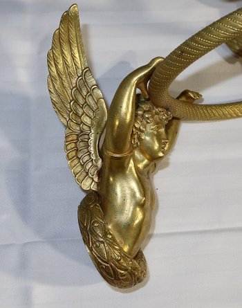 Paar Kerzenhalter-Wandleuchten aus vergoldeter Bronze, Empire - Anfang 19.