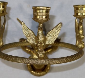 Paar Kerzenhalter-Wandleuchten aus vergoldeter Bronze, Empire - Anfang 19.