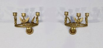 Paar Kerzenhalter-Wandleuchten aus vergoldeter Bronze, Empire - Anfang 19.