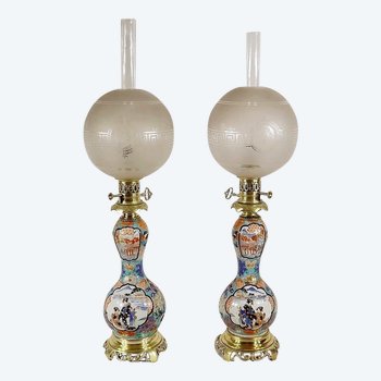 Pair of Oil Lamps, Napoleon III period - Mid 19th century