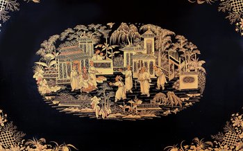 Travailleuse en bois noirci à décor asiatique, époque Napoléon III – Milieu XIXe