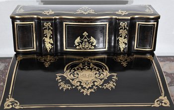 Blackened Wood Traveller's Writing Table, Napoleon III period - Mid 19th century