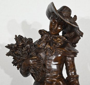 Importante bronzo "L'elegante signora e il suo cane", di A. Gaudez - Fine XIX secolo