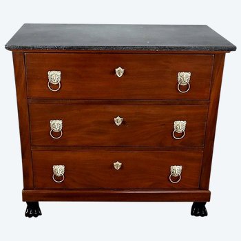 Small Cuban mahogany chest of drawers, Return from Egypt Empire - Early 19th century