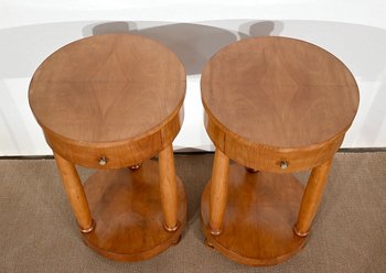 Paire de petits Guéridons en Merisier, style Empire – Milieu XXe