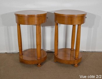Paire de petits Guéridons en Merisier, style Empire – Milieu XXe