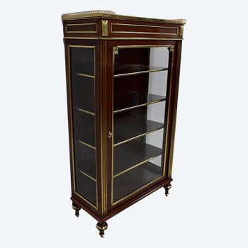 Small solid mahogany and veneered display case, Louis XVI style - Late 19th century