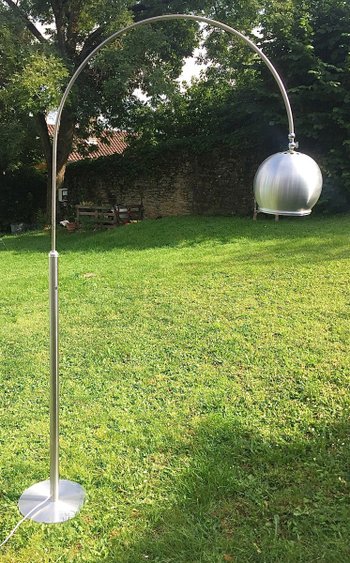 Arc Stainless Steel Floor Lamp Italy Circa 70