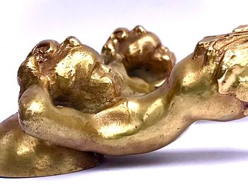 Pair of bronze door handles castle