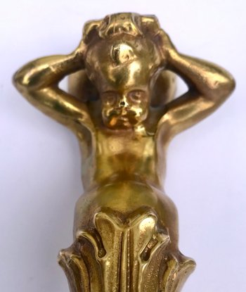 Pair of bronze door handles castle