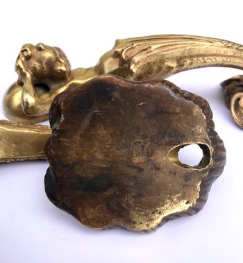 Pair of bronze door handles castle