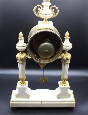 Late Louis XVI Period Portico Clock In Marble And Gilt Bronze