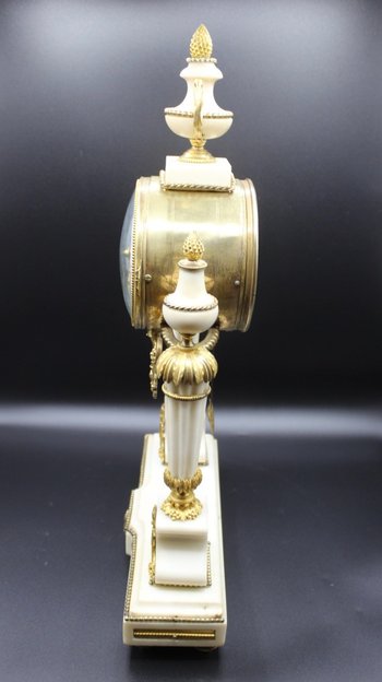 Late Louis XVI Period Portico Clock In Marble And Gilt Bronze