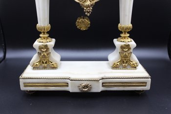 Late Louis XVI Period Portico Clock In Marble And Gilt Bronze