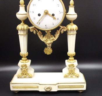 Late Louis XVI Period Portico Clock In Marble And Gilt Bronze