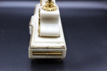 Late Louis XVI Period Portico Clock In Marble And Gilt Bronze