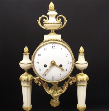 Late Louis XVI Period Portico Clock In Marble And Gilt Bronze