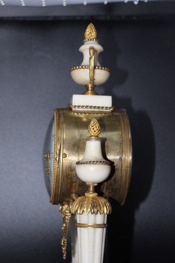 Late Louis XVI Period Portico Clock In Marble And Gilt Bronze