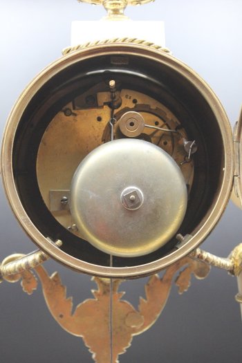 Late Louis XVI Period Portico Clock In Marble And Gilt Bronze