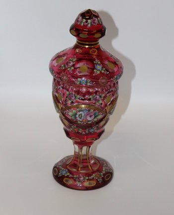 Scatola per caramelle in cristallo con decorazione dipinta 1880 ca.