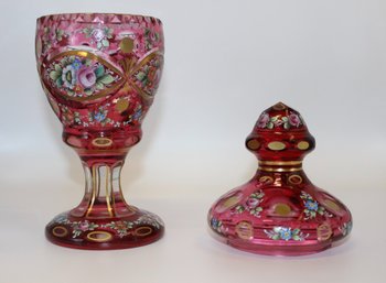 Scatola per caramelle in cristallo con decorazione dipinta 1880 ca.