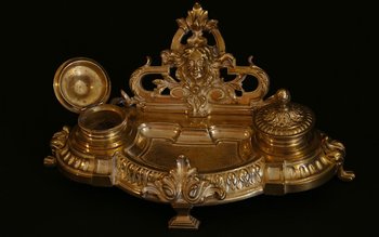 19th century gilded bronze desk set