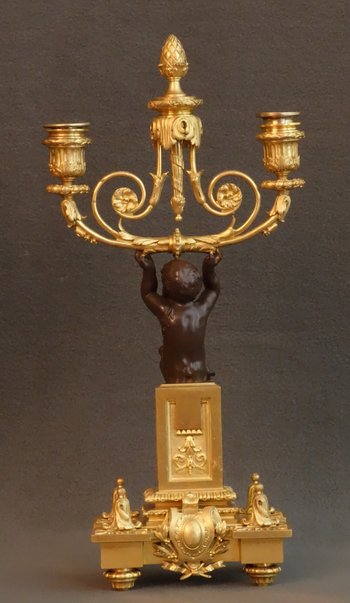 Coppia di candelabri con fauni XIX secolo