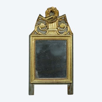 18th century Louis XVI mirror Gilded wood and painted wood