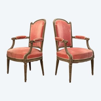 Pair Of Louis XVI period Cabriolet Armchairs About 1770