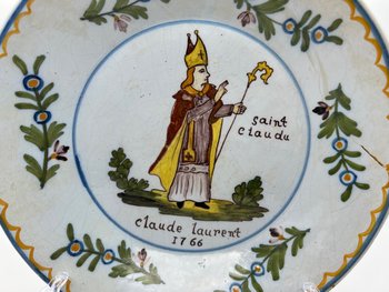 Nevers earthenware plate Saint Claude