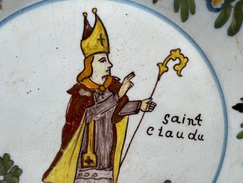 Nevers earthenware plate Saint Claude