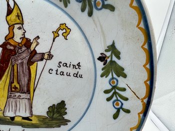 Nevers earthenware plate Saint Claude