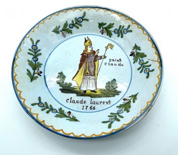 Nevers earthenware plate Saint Claude