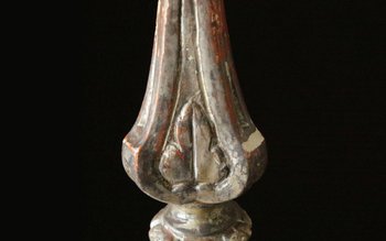 Pair of torches, candelabra in silvered wood Early 18th century
