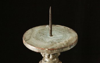 Pair of torches, candelabra in silvered wood Early 18th century