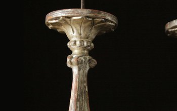 Pair of torches, candelabra in silvered wood Early 18th century