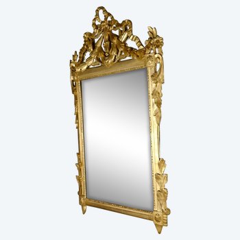 Gilded Wood Rectangular Mirror, Louis XVI style - End of XIXth century