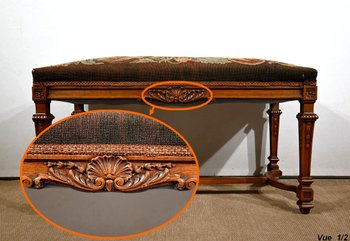 Long Rectangular Walnut Bench - 1910