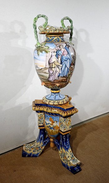 Majolika-Sattelvase, Italien - 19. Jahrhundert