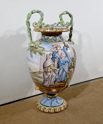Majolika-Sattelvase, Italien - 19. Jahrhundert