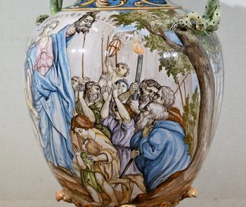 Majolika-Sattelvase, Italien - 19. Jahrhundert