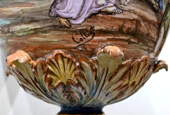 Majolika-Sattelvase, Italien - 19. Jahrhundert